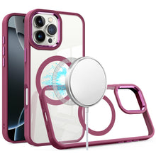 For iPhone 16 Pro 6.3in Case Magnetic Circle with Metal Buttons + Tempered Glass