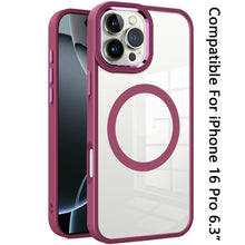 For iPhone 16 Pro 6.3in Case Magnetic Circle with Metal Buttons + Tempered Glass