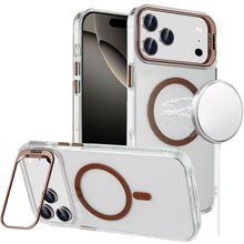 For iPhone 17 PRO Case Metallic Camera Stand w/ Magnetic Circle + Tempered Glass
