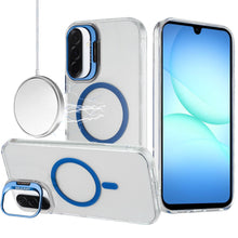 For Samsung A17 5G Case Metallic Camera Stand Magnetic Circle + Tempered Glass