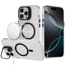 For iPhone 16 PRO MAX Case Metallic Camera Stand Magnetic Circle +Tempered Glass