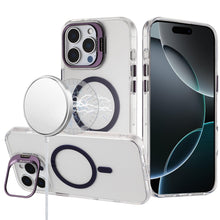 For iPhone 16 PRO MAX Case Metallic Camera Stand Magnetic Circle +Tempered Glass