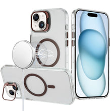 For iPhone 15 Case Metallic Camera Stand with Magnetic Circle + 2 Tempered Glass