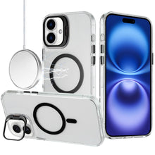 For iPhone 17 Case Metallic Camera Stand with Magnetic Circle + Tempered Glass