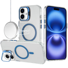 For iPhone 17 Case Metallic Camera Stand with Magnetic Circle + Tempered Glass
