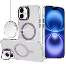 For iPhone 17 Case Metallic Camera Stand with Magnetic Circle + Tempered Glass
