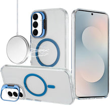 For Samsung S25 FE Case Metallic Camera Stand Magnetic Circle + Tempered Glass