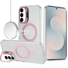 For Samsung S25 FE Case Metallic Camera Stand Magnetic Circle + Tempered Glass