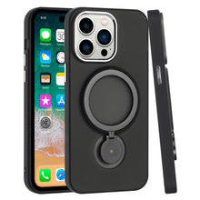 For iPhone 12 Pro Max Case Frosted Magnetic Ring 360 Stand + Tempered Glass