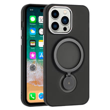 For iPhone 12 Pro Max Case Frosted Magnetic Ring 360 Stand + Tempered Glass