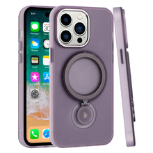 For iPhone 12 Pro Max Case Frosted Magnetic Ring 360 Stand + Tempered Glass