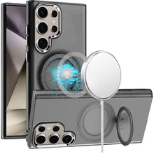 For Samsung S25 Ultra Case Magnetic Circle Ring 360 degree Stand +Tempered Glass