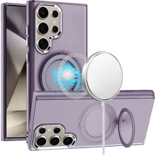 For Samsung S25 Ultra Case Magnetic Circle Ring 360 degree Stand +Tempered Glass