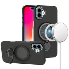 For iPhone 16 6.1inch Case Magnetic Circle Ring 360 degree Stand +Tempered Glass