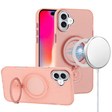 For iPhone 16 6.1inch Case Magnetic Circle Ring 360 degree Stand +Tempered Glass