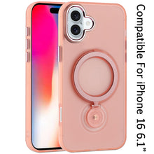 For iPhone 16 6.1inch Case Magnetic Circle Ring 360 degree Stand +Tempered Glass