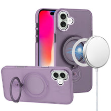 For iPhone 16 6.1inch Case Magnetic Circle Ring 360 degree Stand +Tempered Glass