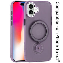 For iPhone 16 6.1inch Case Magnetic Circle Ring 360 degree Stand +Tempered Glass