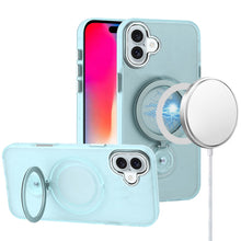 For iPhone 16 6.1inch Case Magnetic Circle Ring 360 degree Stand +Tempered Glass