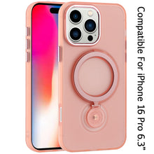 For iPhone 16 Pro 6.3in Case Magnetic Circle 360 degree Stand +Tempered Glass