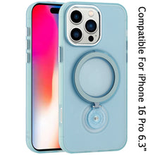 For iPhone 16 Pro 6.3in Case Magnetic Circle 360 degree Stand +Tempered Glass