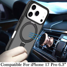 For iPhone 17 PRO Case Metal Circle Ring Stand Rugged Magnetic + Tempered Glass