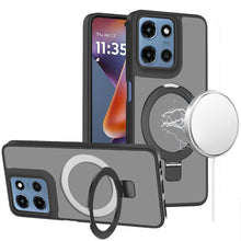 For Moto G 2025 Case Metal Circle Ring Stand Rugged Phone Cover + Tempered Glass