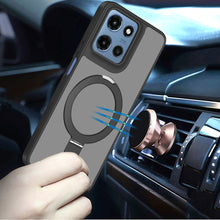 For Moto G 2025 Case Metal Circle Ring Stand Rugged Phone Cover + Tempered Glass