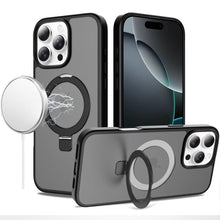 For iPhone 16 PRO MAX Case Metal Circle Ring Stand Rugged Cover + Tempered Glass