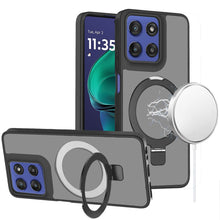 For Moto G Stylus 2025 Case Metal Circle Ring Stand Rugged Cover +Tempered Glass