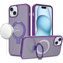 For iPhone 15 Case Metal Circle Ring Stand Rugged Phone Cover + 2 Tempered Glass