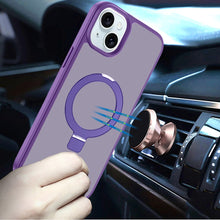 For iPhone 15 Case Metal Circle Ring Stand Rugged Phone Cover + 2 Tempered Glass