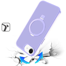 For iPhone 16e Case Metal Circle Ring Stand Rugged Phone Cover + Tempered Glass