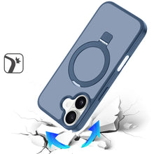 For iPhone 17 Case Magnetic Metal Circle Stand Rugged Cover + Tempered Glass