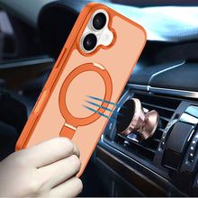 For iPhone 17 Case Magnetic Metal Circle Stand Rugged Cover + Tempered Glass