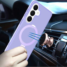 For Samsung S25 FE Case Metal Circle Ring Stand Rugged Cover + Tempered Glass