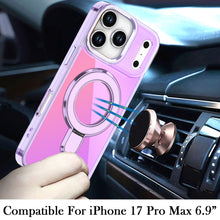 For iPhone 17 Pro Max Case Radiant Chrome Magnetic Circle Stand + Tempered Glass