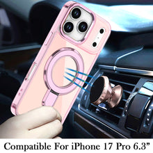 For iPhone 17 PRO Case Radiant Chrome w/ Magnetic Circle Stand + Tempered Glass