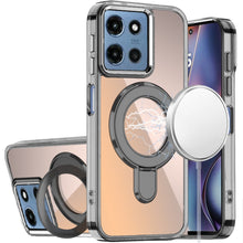 For Moto G 2025 Case Radiant Chrome Magnetic Circle with Stand + Tempered Glass