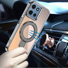 For Moto G 2025 Case Radiant Chrome Magnetic Circle with Stand + Tempered Glass