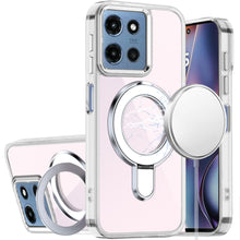 For Moto G 2025 Case Radiant Chrome Magnetic Circle with Stand + Tempered Glass