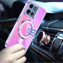 For Moto G 2025 Case Radiant Chrome Magnetic Circle with Stand + Tempered Glass