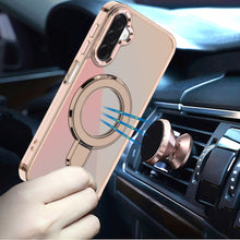 For Samsung A17 5G Case Radiant Chrome Magnetic Circle Stand + Tempered Glass