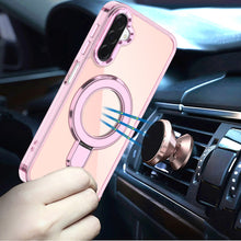 For Samsung A17 5G Case Radiant Chrome Magnetic Circle Stand + Tempered Glass