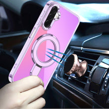For Samsung A17 5G Case Radiant Chrome Magnetic Circle Stand + Tempered Glass