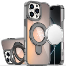 For iPhone 16 PRO MAX Case Radiant Chrome Magnetic Circle Stand + Tempered Glass
