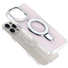 For iPhone 16 PRO MAX Case Radiant Chrome Magnetic Circle Stand + Tempered Glass