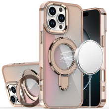 For iPhone 16 PRO MAX Case Radiant Chrome Magnetic Circle Stand + Tempered Glass