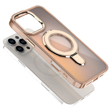 For iPhone 16 PRO MAX Case Radiant Chrome Magnetic Circle Stand + Tempered Glass