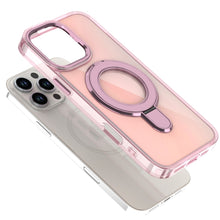 For iPhone 16 PRO MAX Case Radiant Chrome Magnetic Circle Stand + Tempered Glass